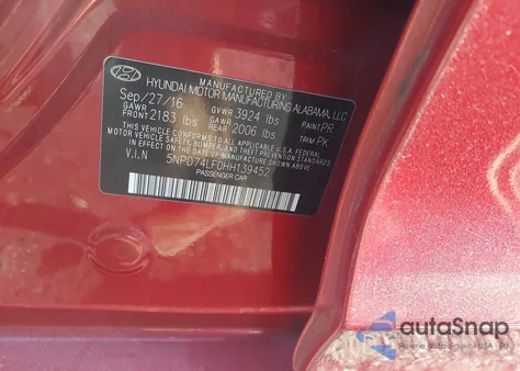 2017 Hyundai Elantra Se z USA, uszkodzony, nr VIN 5NPD74LF0HH139452